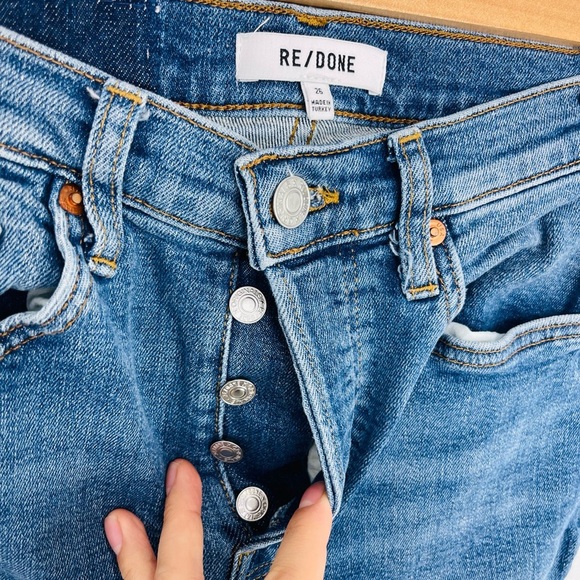Re/Done Originals Jeans 90s High Rise Waist Ankle Crop High Rise In French Blue - Picture 4 of 8